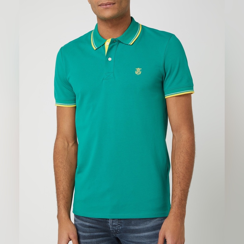 Selected Homme Bright Ocean Green Blue Yellow Polo